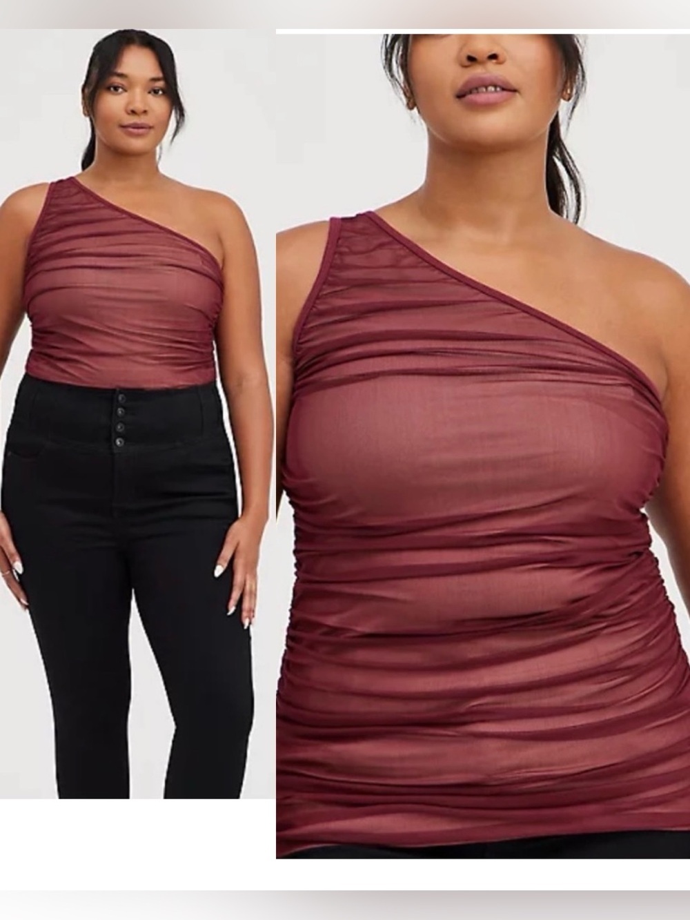 NWT Torrid Zinfandel One Shoulder Mesh Foxy Cami , size 2X